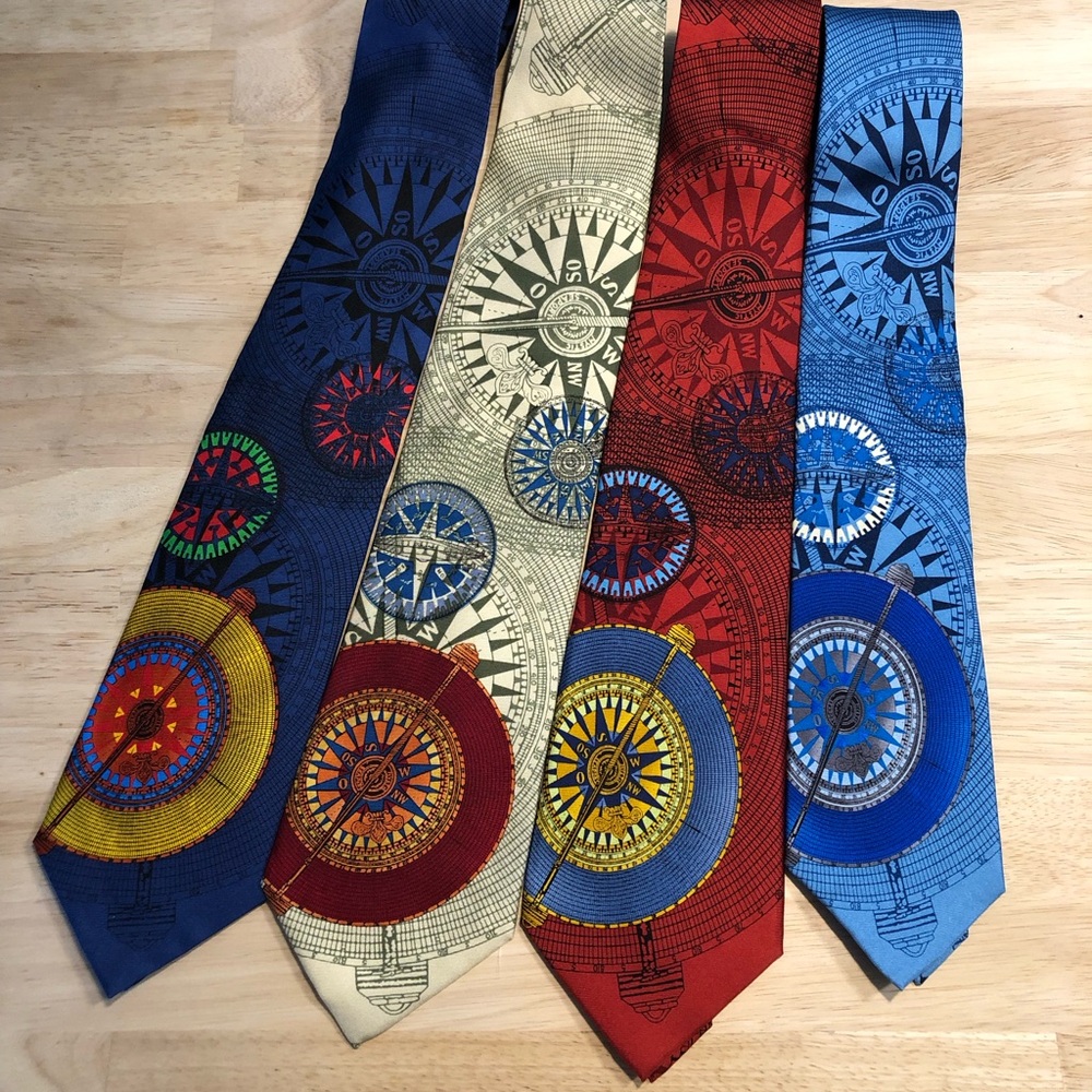 Colorful Compass Design Men's Ties